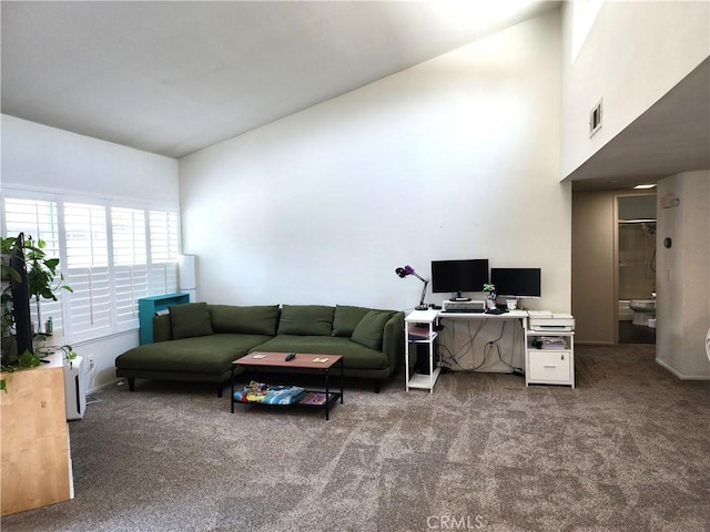 9341 E Shadowood Dr Unit E, Montclair, CA 91763 - carpeted living room with high vaulted ceiling