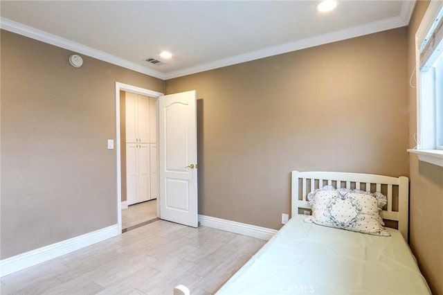 2634 Blandford Dr, Rowland Heights, CA 91748 - bedroom with visible vents, baseboards, light wood-style flooring, recessed lighting, and crown molding
