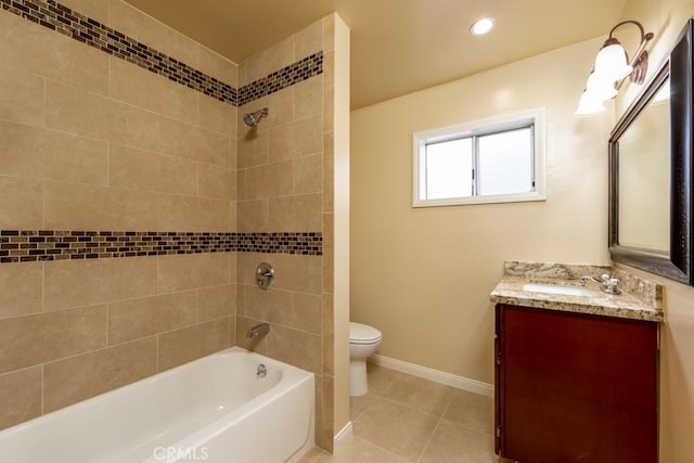 1271 E 7th St, Long Beach, CA 90813 - bathroom with shower / bath combination, toilet, baseboards, tile patterned floors, and vanity