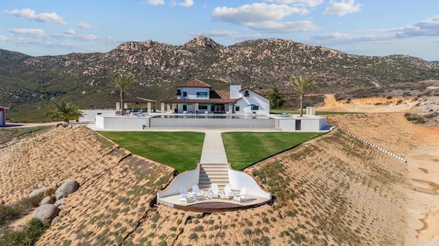 24949 Thunder Mountain Rd, Ramona, CA 92065 - rear view of property featuring a mountain view and a yard