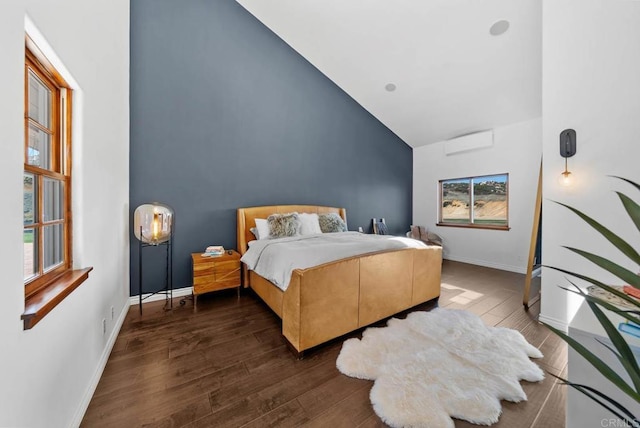 24949 Thunder Mountain Rd, Ramona, CA 92065 - bedroom featuring vaulted ceiling, baseboards, and dark wood-style flooring