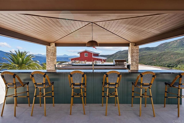 24949 Thunder Mountain Rd, Ramona, CA 92065 - view of patio / terrace featuring a grill, a mountain view, and outdoor wet bar