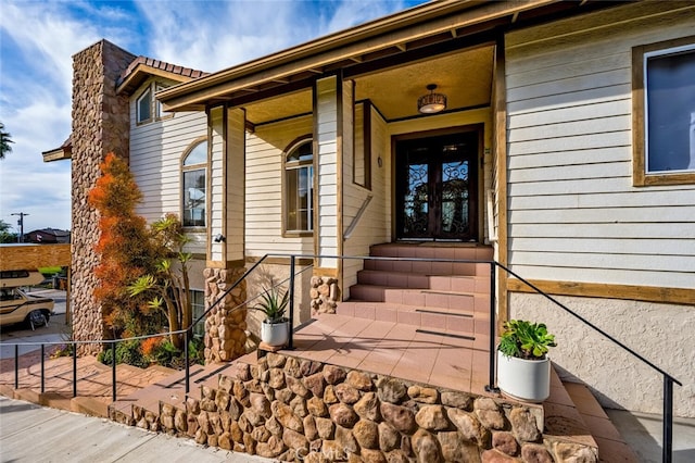 2913 Harris Dr, Vista, CA 92084 - entrance to property with a porch and stone siding