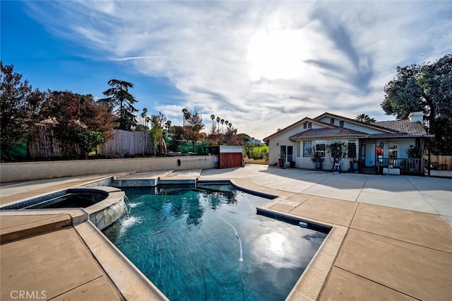 2913 Harris Dr, Vista, CA 92084 - view of pool with a patio, fence, a fenced in pool, and an in ground hot tub