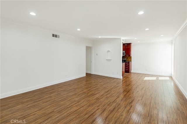 6160 Whitsett Ave Unit 6, North Hollywood, CA 91606 - empty room featuring crown molding, recessed lighting, wood finished floors, and baseboards