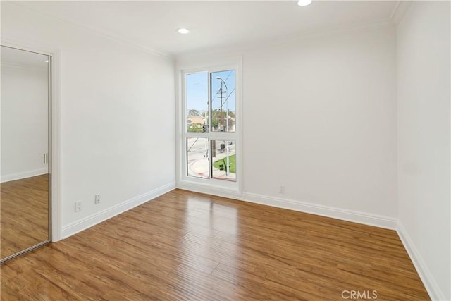 6160 Whitsett Ave Unit 6, North Hollywood, CA 91606 - spare room featuring crown molding, wood finished floors, and recessed lighting