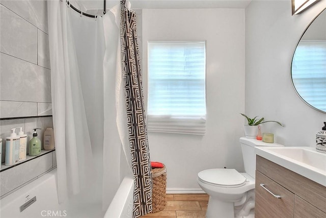 1027 W Durness St, West Covina, CA 91790 - bathroom featuring vanity, toilet, and shower / bath combination with curtain