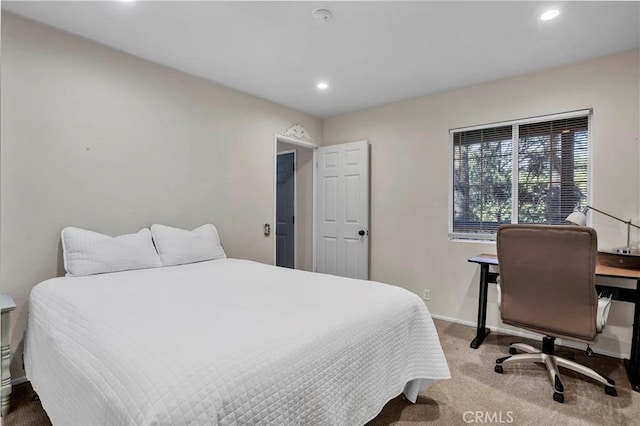 272 Fairway Dr, Lake Arrowhead, CA 92352 - carpeted bedroom featuring recessed lighting and a desk
