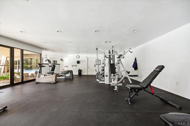 5700 Baltimore Dr Unit 232, La Mesa, CA 91942 - workout area featuring baseboards, visible vents, and recessed lighting