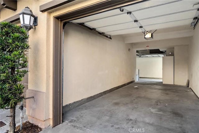 garage with a garage door opener