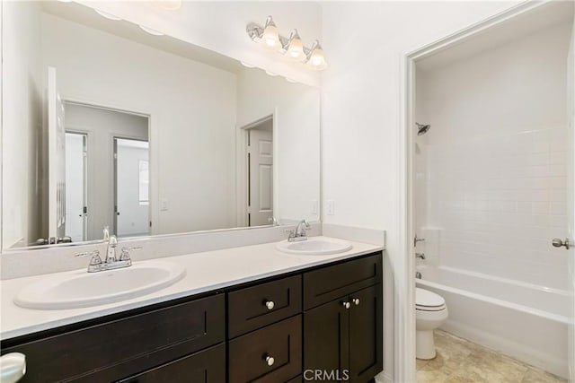 1437 Girona Dr, Pomona, CA 91766 - bathroom featuring double vanity, toilet, and shower / tub combination