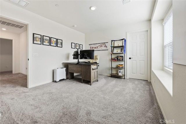19568 Sunkissed Ridge Dr, Riverside, CA 92507 - office space with healthy amount of natural light, carpet floors, baseboards, and recessed lighting