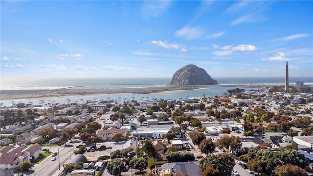 aerial view with a residential view and a water view