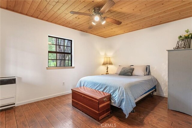 13155 San Antonio Rd, Atascadero, CA 93422 - bedroom featuring wooden ceiling, a ceiling fan, baseboards, and wood-type flooring