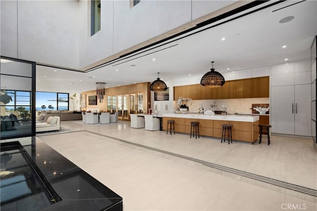 2914 Ocean Blvd, Corona Del Mar, CA 92625 - interior space with recessed lighting and a towering ceiling