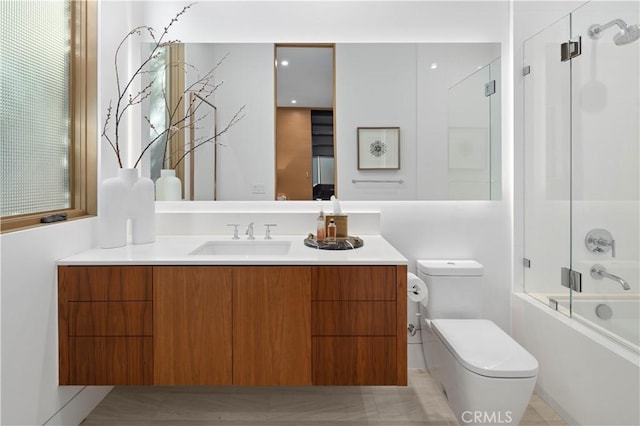 2914 Ocean Blvd, Corona Del Mar, CA 92625 - bathroom with vanity, toilet, and bath / shower combo with glass door