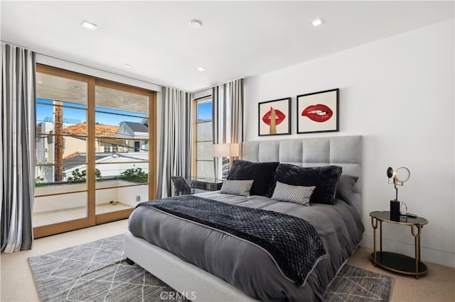 2914 Ocean Blvd, Corona Del Mar, CA 92625 - bedroom featuring access to outside, carpet flooring, and recessed lighting