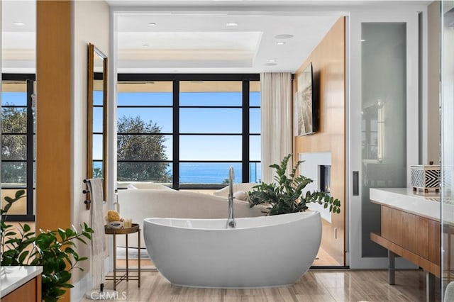 2914 Ocean Blvd, Corona Del Mar, CA 92625 - full bathroom with vanity and a freestanding tub