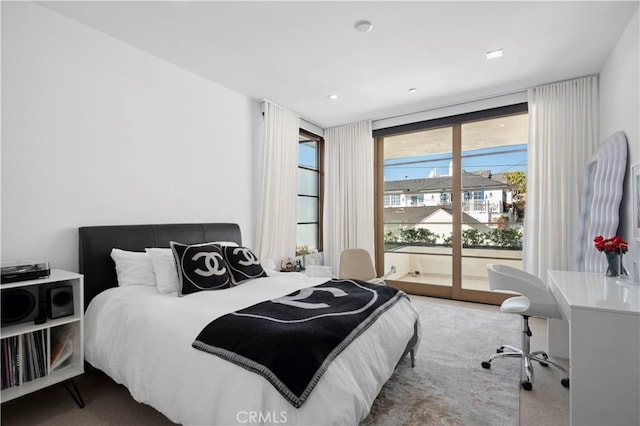 2914 Ocean Blvd, Corona Del Mar, CA 92625 - bedroom featuring a wall of windows, carpet flooring, and access to outside