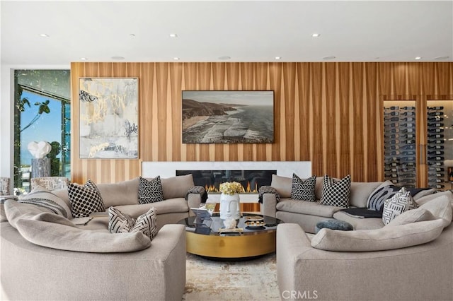 2914 Ocean Blvd, Corona Del Mar, CA 92625 - living room with recessed lighting and a lit fireplace