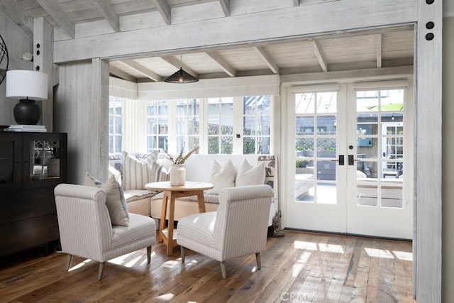 604 Begonia Ave, Corona Del Mar, CA 92625 - sunroom featuring beamed ceiling and french doors