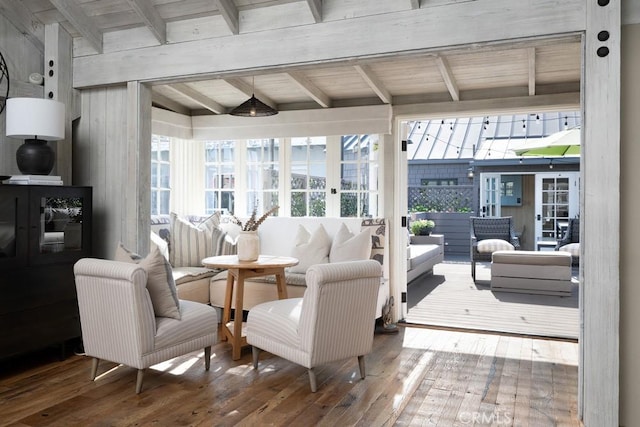 604 Begonia Ave, Corona Del Mar, CA 92625 - sunroom featuring beam ceiling and a healthy amount of sunlight