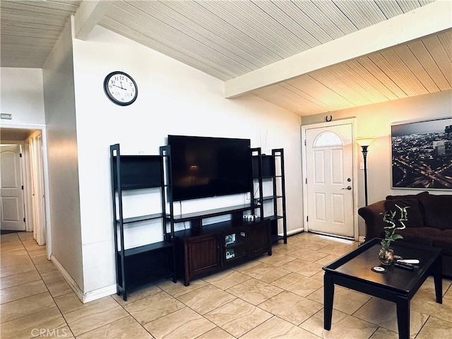 1307 N Allyn Ave, Ontario, CA 91764 - living room featuring light tile patterned flooring and wood ceiling