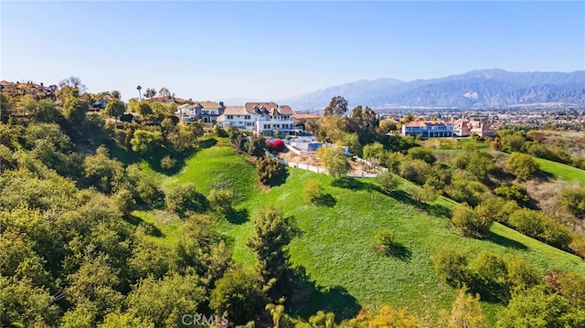 drone / aerial view with a mountain view