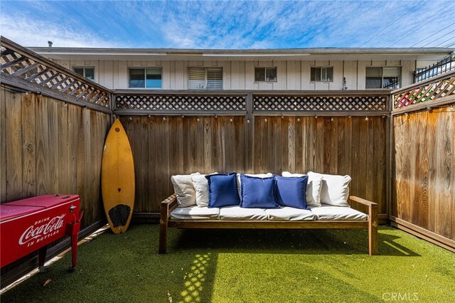 4040 Grand View Blvd Unit 35, Los Angeles, CA 90066 - view of patio featuring an outdoor living space and fence