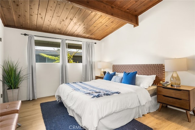 4040 Grand View Blvd Unit 35, Los Angeles, CA 90066 - bedroom with lofted ceiling with beams, light wood-type flooring, and wood ceiling