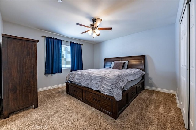 1143 Webster St, Redlands, CA 92374 - carpeted bedroom featuring baseboards, a ceiling fan, and a closet
