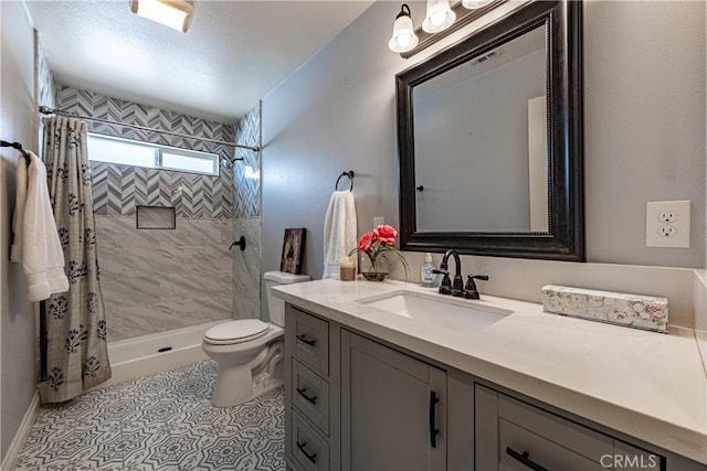 1143 Webster St, Redlands, CA 92374 - bathroom with toilet, tiled shower, and vanity