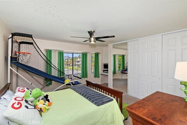 1618 Southport Dr, Riverside, CA 92506 - bedroom with a closet, carpet flooring, and a ceiling fan