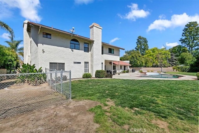 1618 Southport Dr, Riverside, CA 92506 - rear view of property featuring a patio, a chimney, and stucco siding