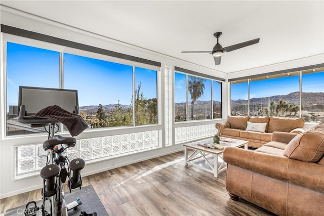 54660 Benecia Trl, Yucca Valley, CA 92284 - sunroom / solarium featuring a mountain view and healthy amount of natural light