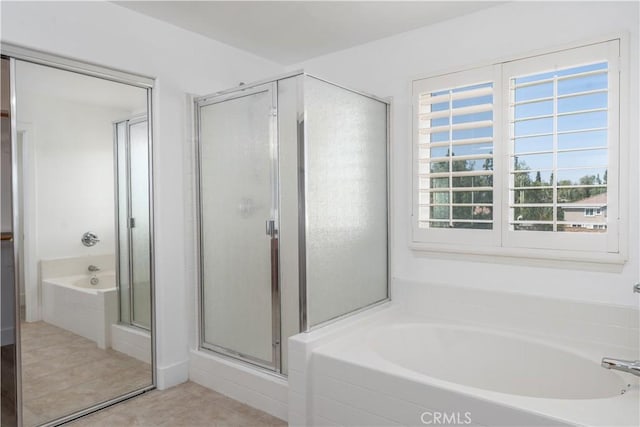 1677 Catania Dr, Riverside, CA 92507 - full bathroom featuring tile patterned flooring, a stall shower, and a bath