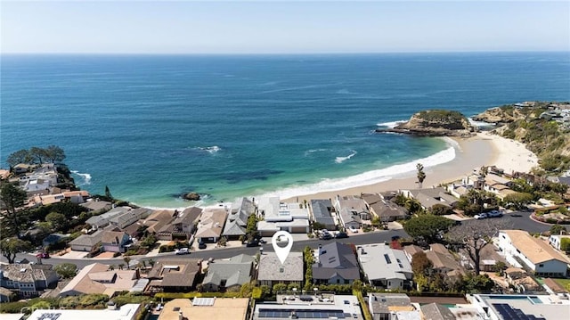 89 S La Senda Dr, Laguna Beach, CA 92651 - aerial view featuring a water view, a view of the beach, and a residential view