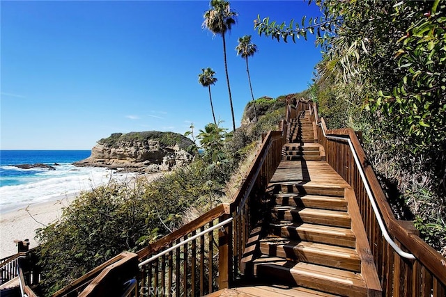 89 S La Senda Dr, Laguna Beach, CA 92651 - view of community featuring stairs, a water view, and a view of the beach