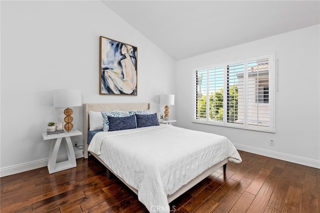 515 N Gertruda Ave Unit 9, Redondo Beach, CA 90277 - bedroom with vaulted ceiling, hardwood / wood-style flooring, and baseboards