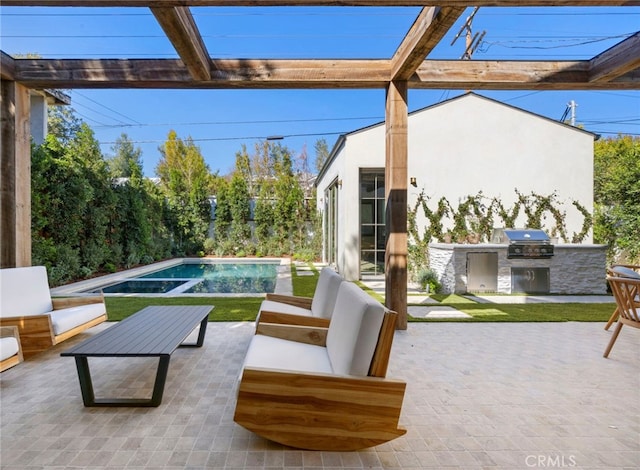 4209 Vantage Ave, Studio City, CA 91604 - view of patio / terrace with an outdoor pool and an outdoor hangout area