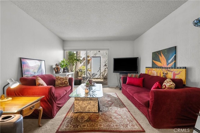 18620 Hatteras St Unit 143, Tarzana, CA 91356 - carpeted living area with a textured ceiling