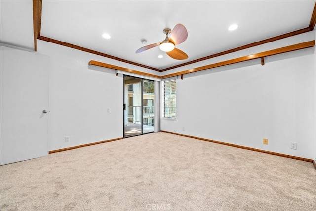 7201 Apricot Dr Unit 7201, Irvine, CA 92618 - carpeted empty room featuring ornamental molding, ceiling fan, and recessed lighting