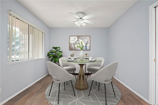 9000 Vanalden Ave Unit 155, Northridge, CA 91324 - dining room with a textured ceiling, wood finished floors, baseboards, and ceiling fan