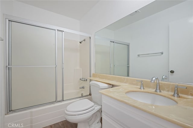 9000 Vanalden Ave Unit 155, Northridge, CA 91324 - bathroom featuring vanity, toilet, wood finished floors, and shower / bath combination with glass door