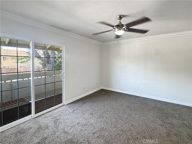 2414 Grove Ave, San Diego, CA 92154 - unfurnished room with carpet, ceiling fan, baseboards, crown molding, and a textured ceiling