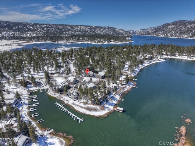 39802 Lakeview Dr Unit 26, Big Bear Lake, CA 92315 - snowy aerial view with a water and mountain view