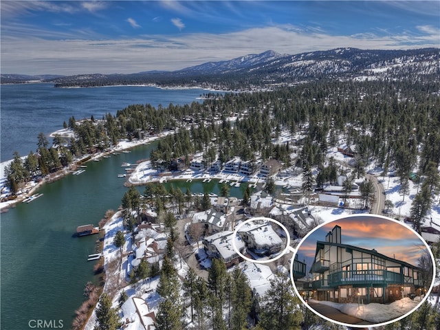 39802 Lakeview Dr Unit 26, Big Bear Lake, CA 92315 - aerial view featuring a water and mountain view