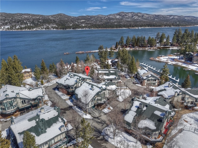 39802 Lakeview Dr Unit 26, Big Bear Lake, CA 92315 - birds eye view of property with a residential view and a water and mountain view