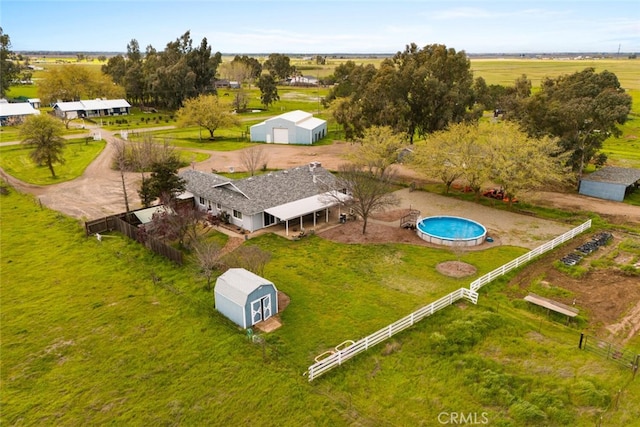 bird's eye view with a rural view