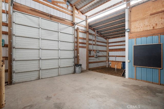 garage with metal wall